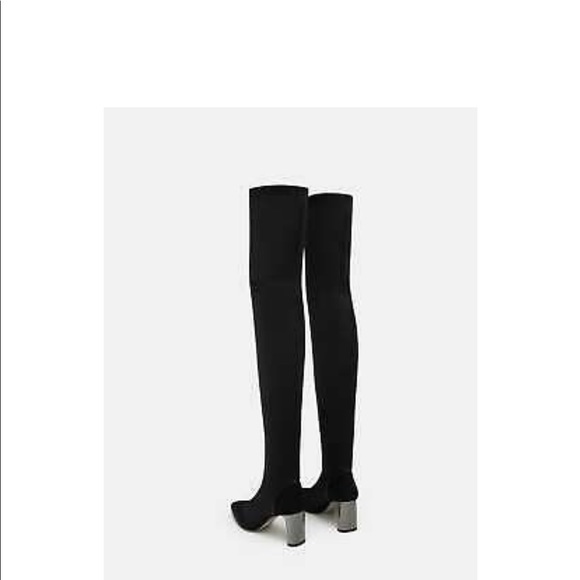 ZARA - OTK Fabric Black Boots with Metallic Heel - Picture 6 of 8